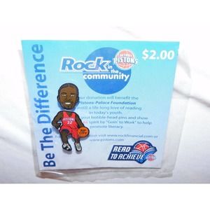 Detroit Pistons Rick Hamilton Bobble Head Pin New NBA Bobbing